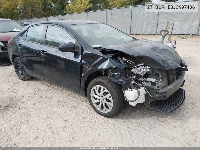 2018 Toyota Corolla Le VIN 2T1BURHE3JC997486 фото 1