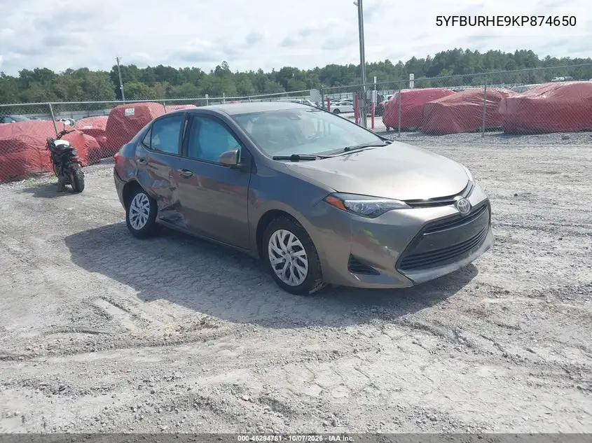 2019 Toyota Corolla Le VIN 5YFBURHE9KP874650 фото 1