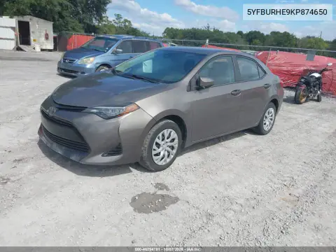 2019 Toyota Corolla Le VIN 5YFBURHE9KP874650 фото 2