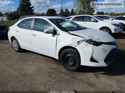 5YFBURHE3KP933403 — 2019 Toyota Corolla, Передняя часть, фото до ремонта