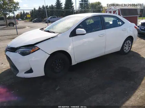 2019 Toyota Corolla Le VIN 5YFBURHE3KP933403 фото 3