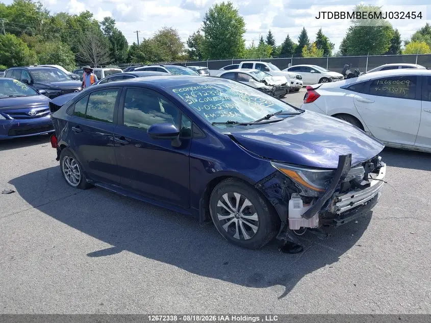 2021 Toyota Corolla Hybrid VIN JTDBBMBE6MJ032454 фото 1