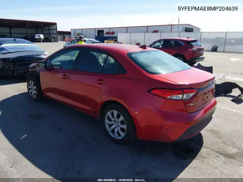 2021 Toyota Corolla Le VIN 5YFEPMAE8MP204639 фото 4