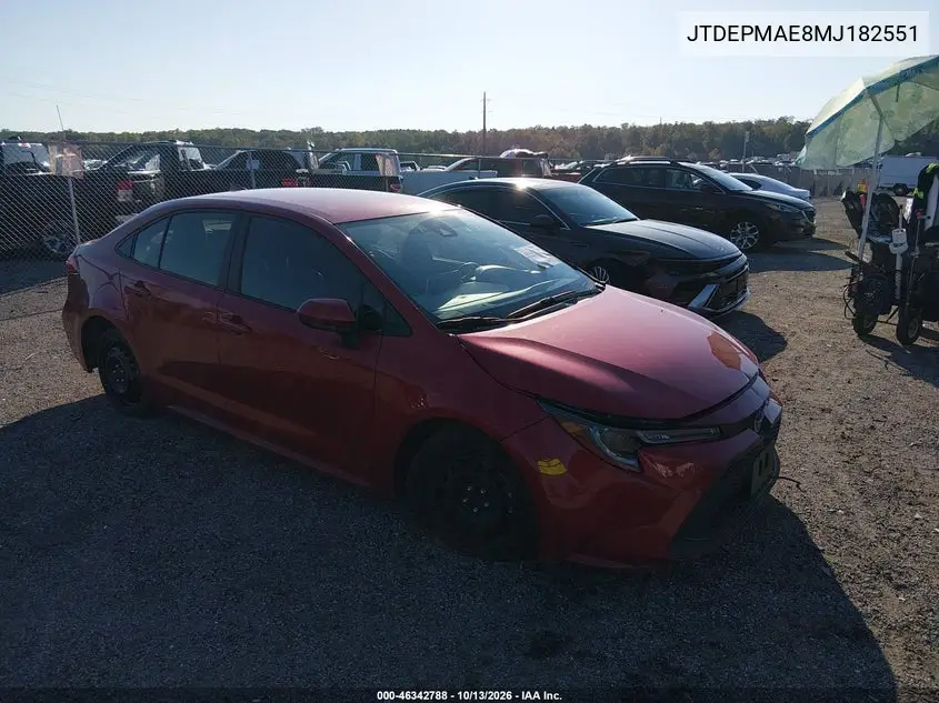 2021 Toyota Corolla Le VIN JTDEPMAE8MJ182551 фото 2