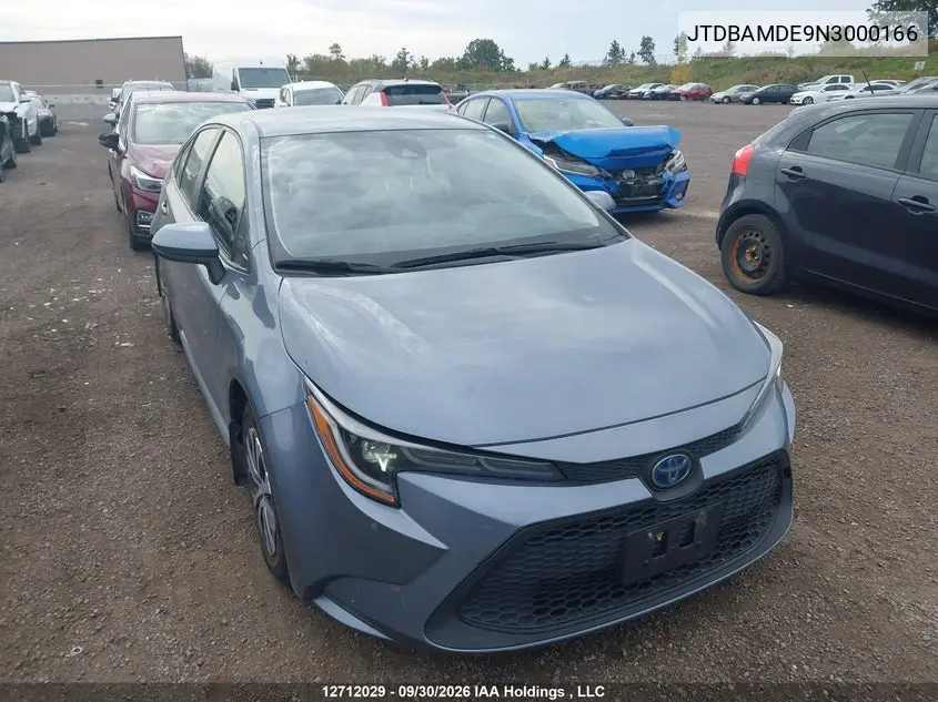 2022 Toyota Corolla VIN JTDBAMDE9N3000166 фото 2