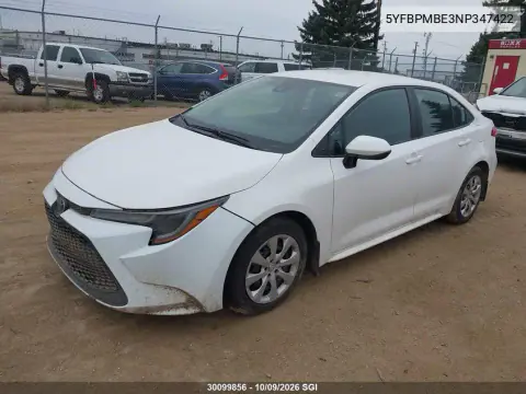 2022 Toyota Corolla Le/Xle VIN 5YFBPMBE3NP347422 фото 2