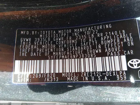 2022 Toyota Corolla Le VIN 5YFEPMAE6NP383085 фото 10