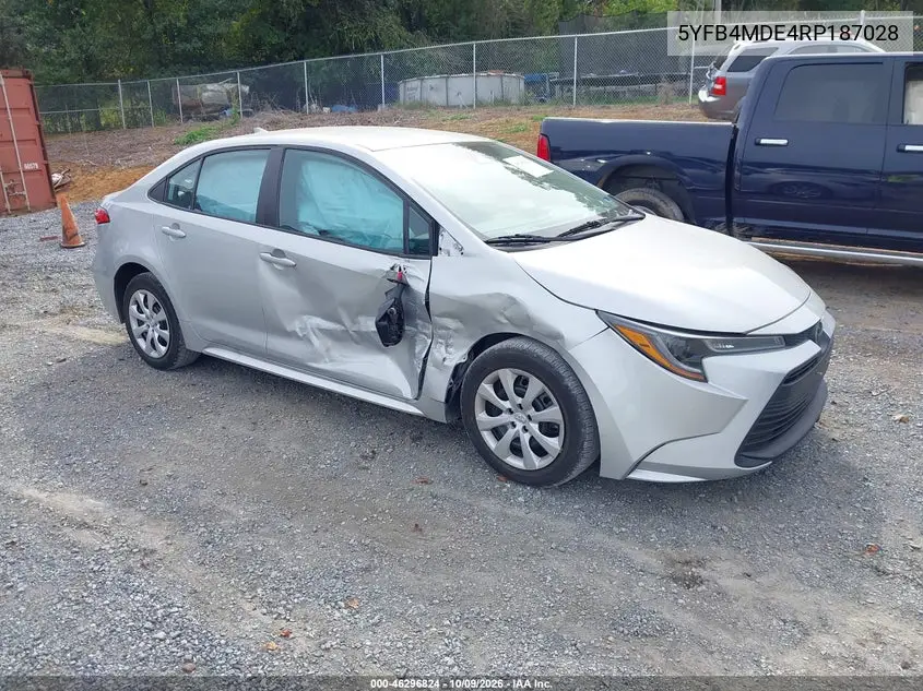 2024 Toyota Corolla Le VIN 5YFB4MDE4RP187028 фото 2