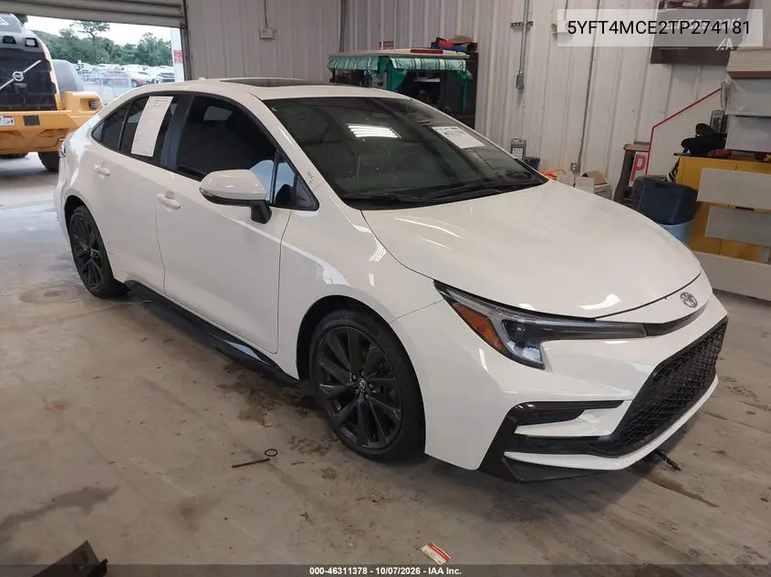 2026 Toyota Corolla Xse VIN 5YFT4MCE2TP274181 фото 2