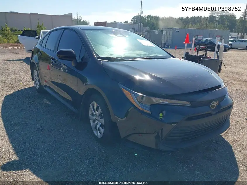 2026 Toyota Corolla Le VIN 5YFB4MDE0TP398752 фото 2