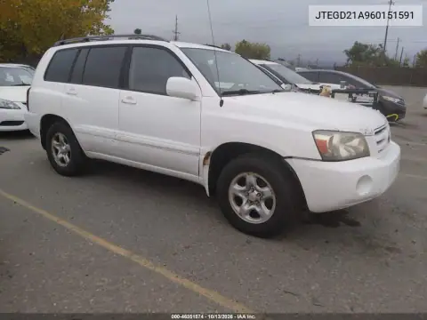 JTEGD21A960151591 — 2006 Toyota Highlander, Естественный износ, фото до ремонта