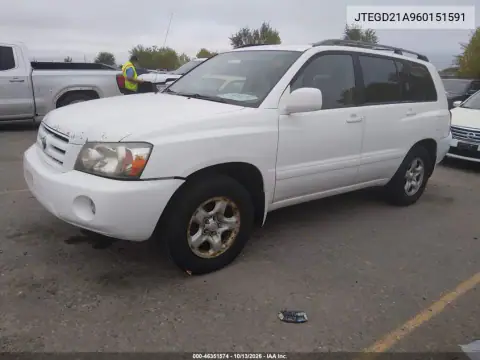 JTEGD21A960151591 — 2006 Toyota Highlander, фото 2 с аукциона IAAI, Естественный износ