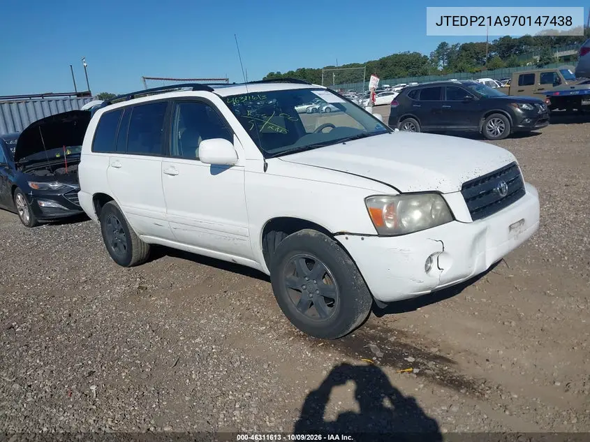 2007 Toyota Highlander V6 VIN JTEDP21A970147438 фото 2