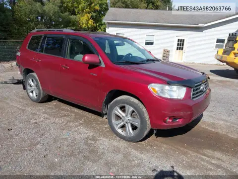 2008 Toyota Highlander Sport VIN JTEES43A982063766 фото 2