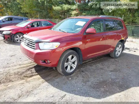 2008 Toyota Highlander Sport VIN JTEES43A982063766 фото 3