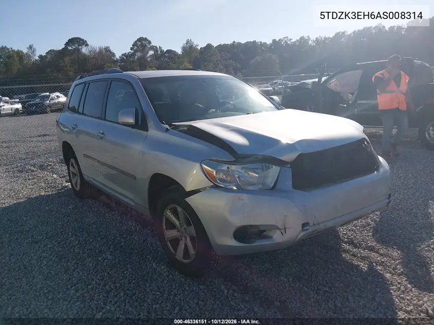2010 Toyota Highlander Base V6 VIN 5TDZK3EH6AS008314 фото 2