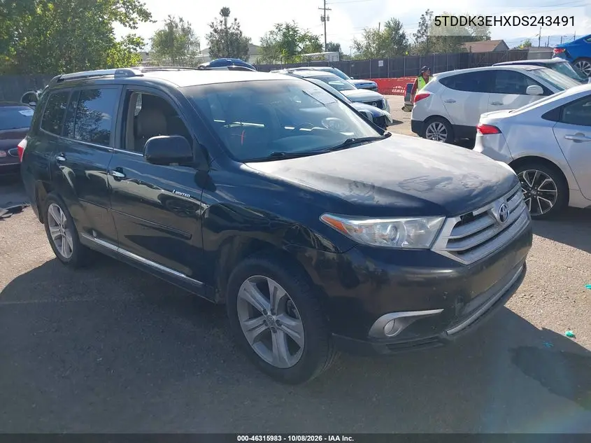 2013 Toyota Highlander Limited V6 VIN 5TDDK3EHXDS243491 фото 2