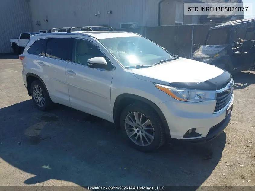 2014 Toyota Highlander Xle VIN 5TDJKRFH3ES024877 фото 2