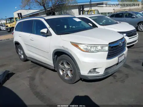 5TDYKRFH2ES007518 — 2014 Toyota Highlander, Левая / Правая сторона, фото до ремонта