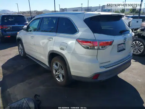 2014 Toyota Highlander Limited V6 VIN 5TDYKRFH2ES007518 фото 4