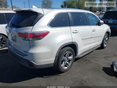 2014 Toyota Highlander Limited V6 VIN 5TDYKRFH2ES007518 фото 5