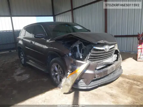 5TDZKRFH6ES011592 — 2014 Toyota Highlander, Передняя часть, фото до ремонта