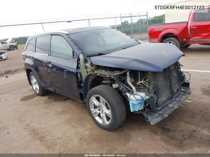5TDDKRFH4ES012122 — 2014 Toyota Highlander, фото 2 с аукциона IAAI, Передняя часть
