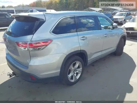 2015 Toyota Highlander Limited V6 VIN 5TDDKRFH5FS126308 фото 5