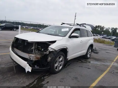 2015 Toyota Highlander Limited V6 VIN 5TDYKRFH0FS068559 фото 3