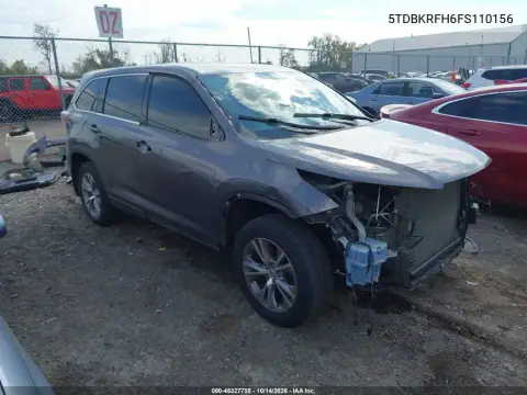5TDBKRFH6FS110156 — 2015 Toyota Highlander, Передняя часть, фото до ремонта