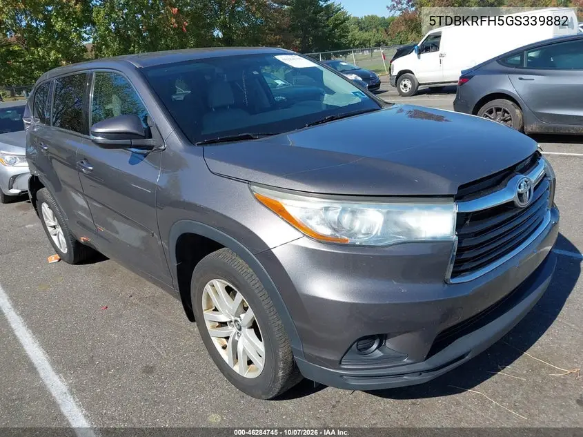 2016 Toyota Highlander Le V6 VIN 5TDBKRFH5GS339882 фото 2
