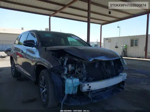 5TDKKRFH1GS500874 — 2016 Toyota Highlander, Передняя часть, фото до ремонта