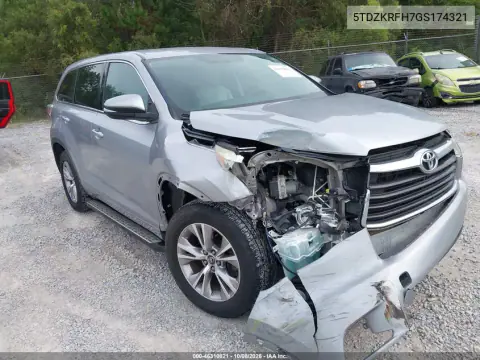 5TDZKRFH7GS174321 — 2016 Toyota Highlander, Передняя часть, фото до ремонта