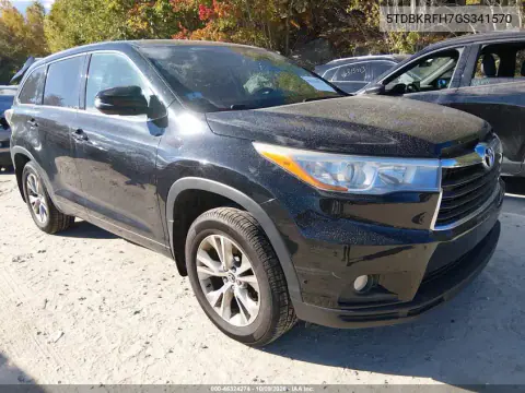 5TDBKRFH7GS341570 — 2016 Toyota Highlander, Сзади, фото до ремонта