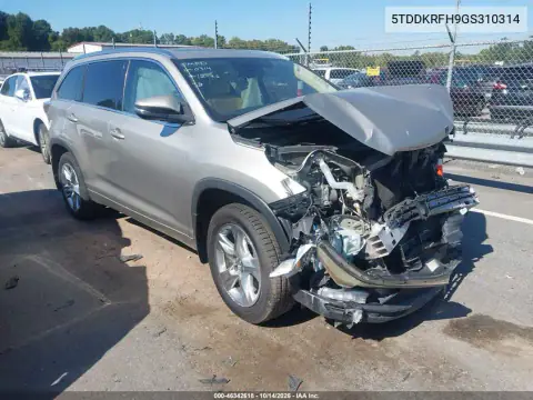 5TDDKRFH9GS310314 — 2016 Toyota Highlander, Изъят кредитором, фото до ремонта