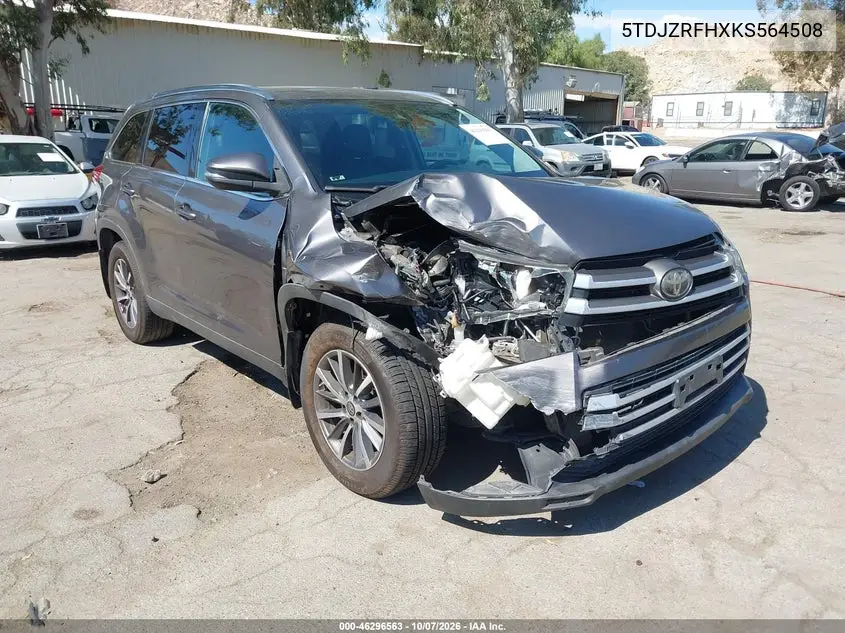 2019 Toyota Highlander Xle VIN 5TDJZRFHXKS564508 фото 2