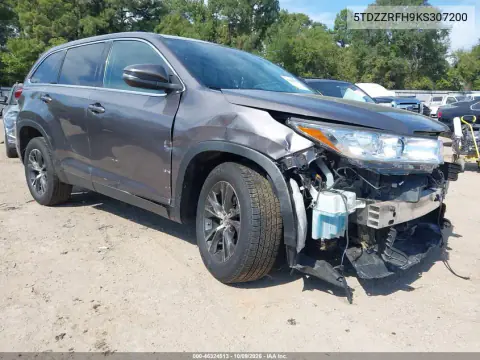5TDZZRFH9KS307200 — 2019 Toyota Highlander, Передняя часть, фото до ремонта