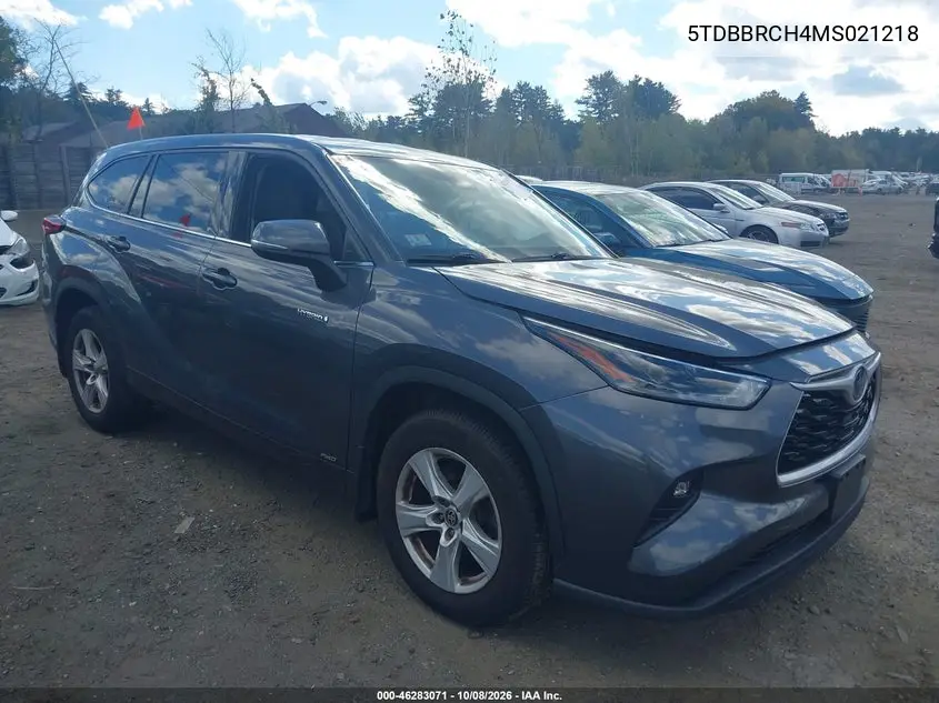 2021 Toyota Highlander Hybrid Le VIN 5TDBBRCH4MS021218 фото 2