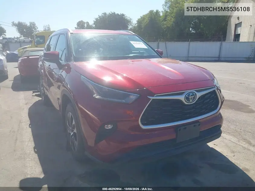 2021 Toyota Highlander Hybrid Xle VIN 5TDHBRCH5MS536108 фото 1