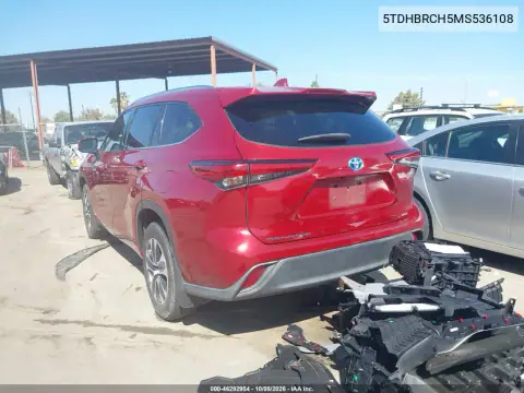2021 Toyota Highlander Hybrid Xle VIN 5TDHBRCH5MS536108 фото 3