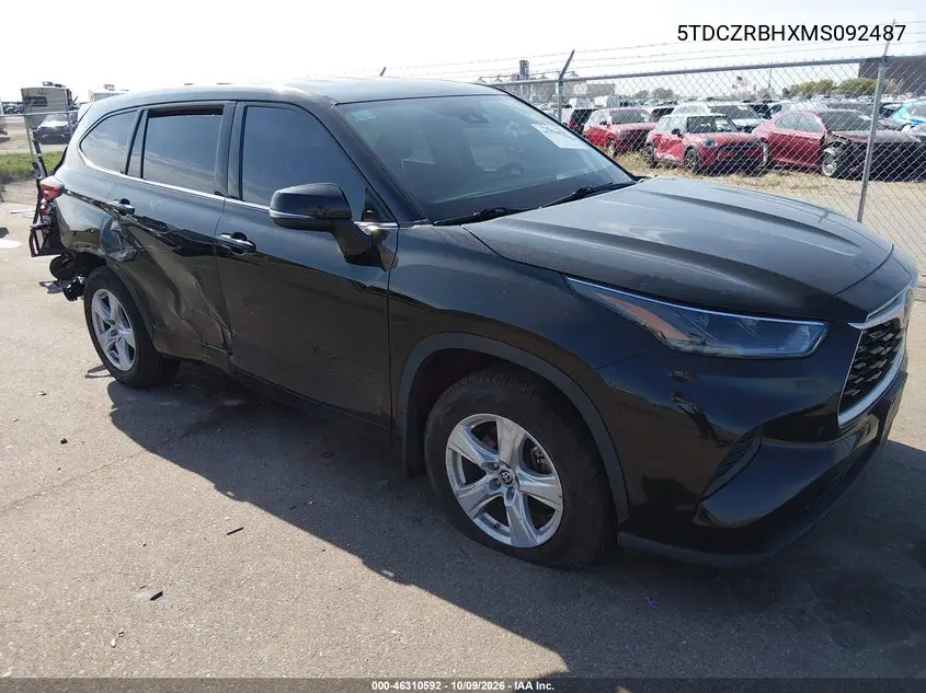 2021 Toyota Highlander L VIN 5TDCZRBHXMS092487 фото 2