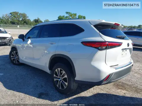 2022 Toyota Highlander Xle VIN 5TDHZRAH3NS104715 фото 4