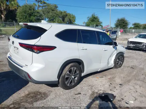 2022 Toyota Highlander Xle VIN 5TDHZRAH3NS104715 фото 5
