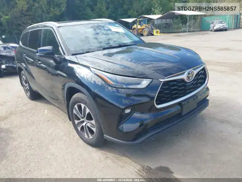 5TDGZRBH2NS585857 — 2022 Toyota Highlander, Кража, фото до ремонта
