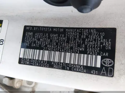 2010 Toyota Matrix S VIN 2T1KE4EE4AC040174 фото 10