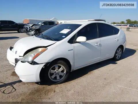 2008 Toyota Prius VIN JTDKB20U983429598 фото 3