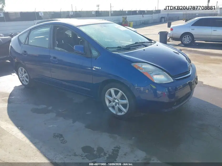 2008 Toyota Prius Touring VIN JTDKB20U787708881 фото 2