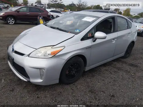 JTDKN3DU3D0343819 — 2013 Toyota Prius, фото 3 с аукциона IAAI, Передняя часть