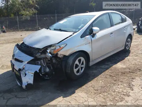 JTDKN3DU0E0387147 — 2014 Toyota Prius, фото 2 с аукциона IAAI, Передний левый