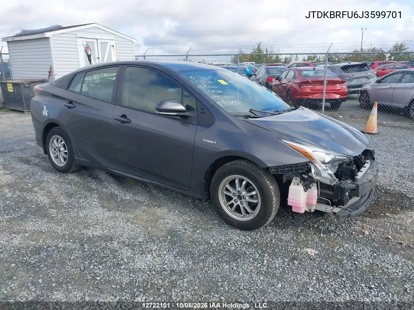 2018 Toyota Prius VIN JTDKBRFU6J3599701 фото 2